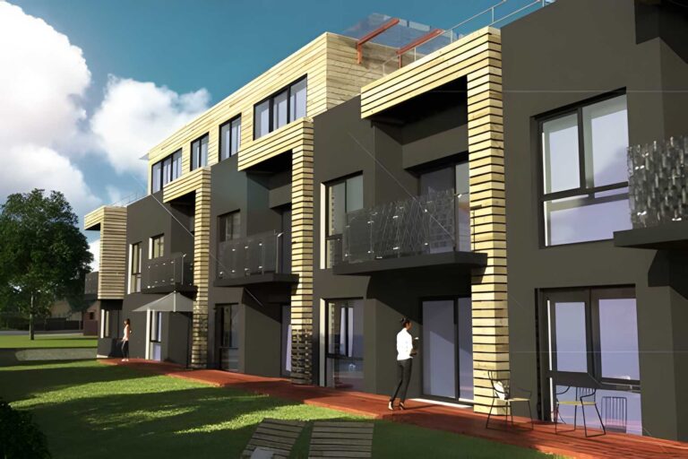 Vidaus kiemas ir žalia zona už pastato